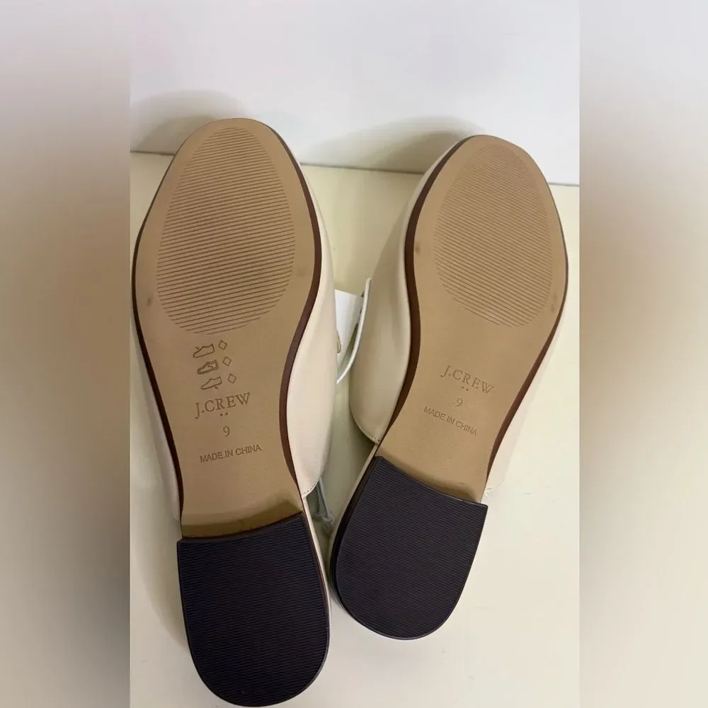 NWT J. Crew Women's Cream Mules with Gold Accent sz 9